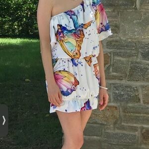 Colorful Butterfly Print mini dress